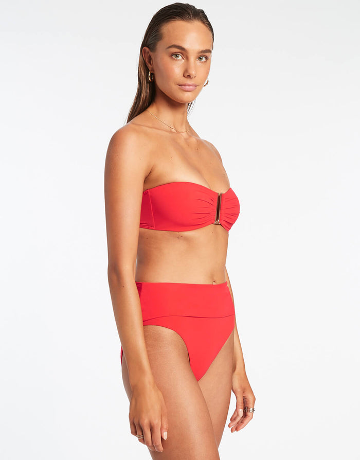 Jetset Fold Down Bikini Pant - Cherry - Simply Beach UK