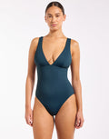 Jetset Smooth Plunge Swimsuit - Midnight Teal