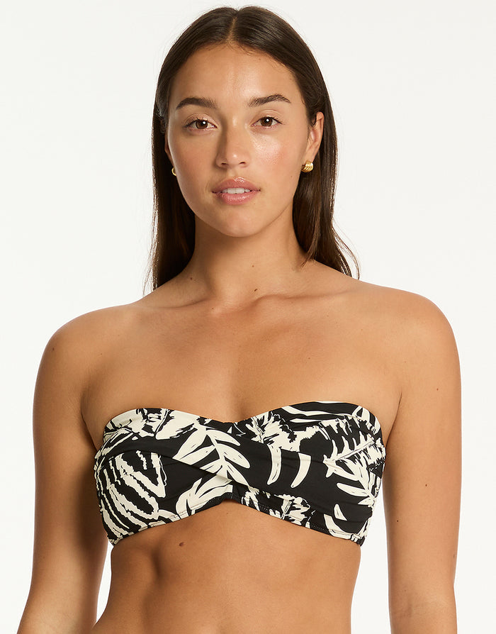 Sea Level Jungle Book Twist Bandeau Bikini Top - Black - Simply Beach UK