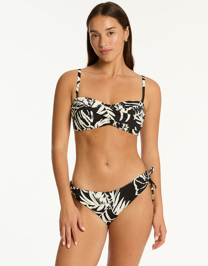 Sea Level Jungle Book Twist Bandeau Bikini Top - Black - Simply Beach UK