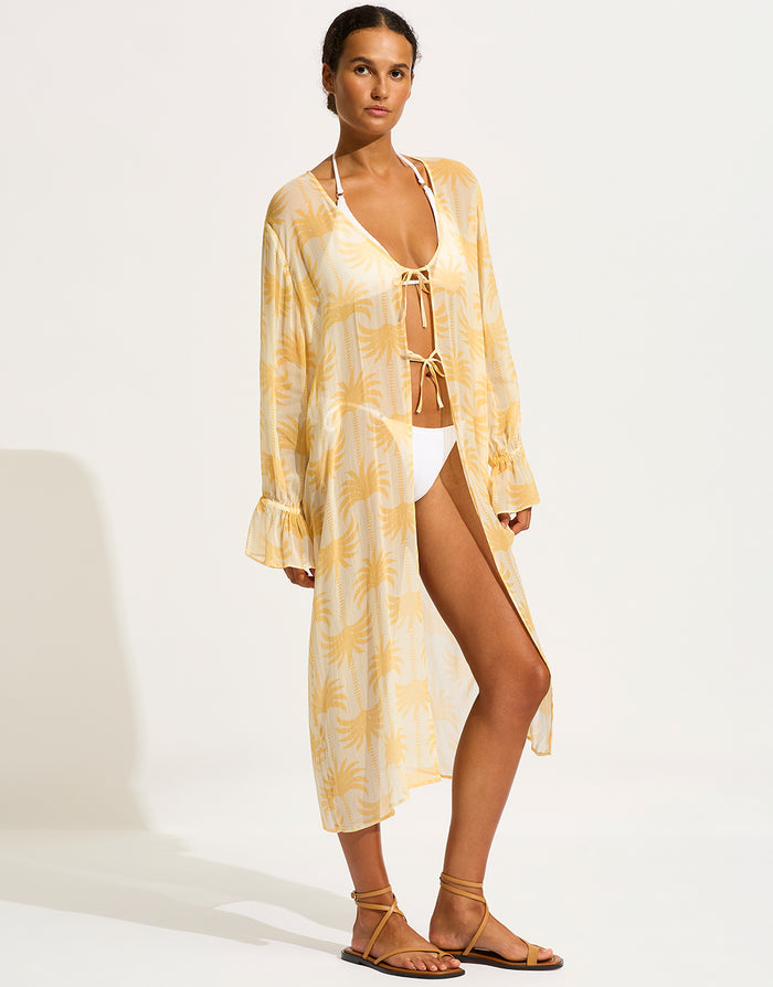 Kasbah Tie Front Cover Up - Ecru - Simply Beach UK