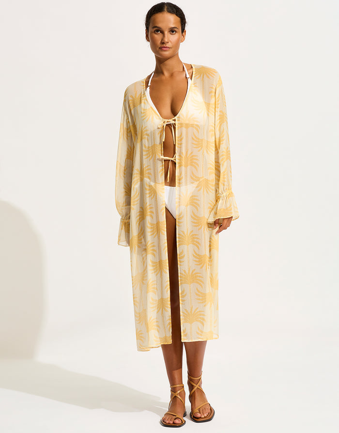 Kasbah Tie Front Cover Up - Ecru - Simply Beach UK
