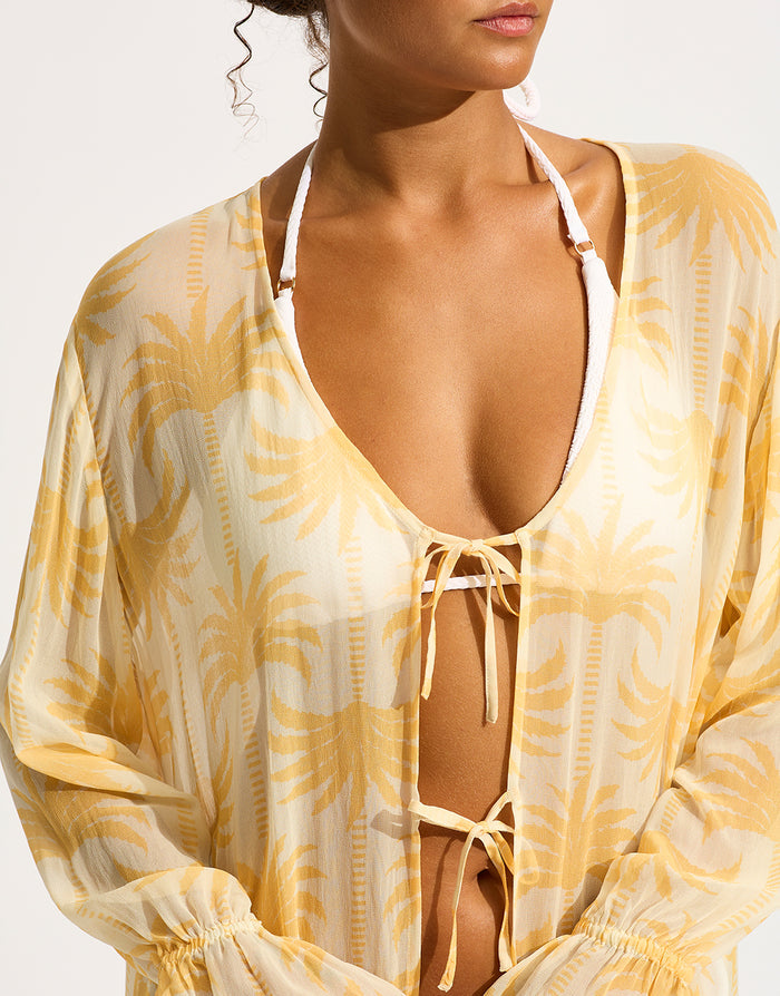 Kasbah Tie Front Cover Up - Ecru - Simply Beach UK