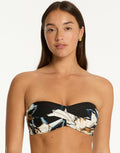 Sea Level La Luna Twist Bandeau Bikini Top - Black - Simply Beach UK