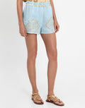 Greek Archaic Kori Lefkada Shorts - Ciel and Gold - Simply Beach UK