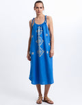 Greek Archaic Kori Lefkada Strappy Dress - Blue Raf and Gold - Simply Beach UK