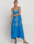 Greek Archaic Kori Lefkada Strappy Midi Dress - Blue Raf and Gold - Simply Beach UK