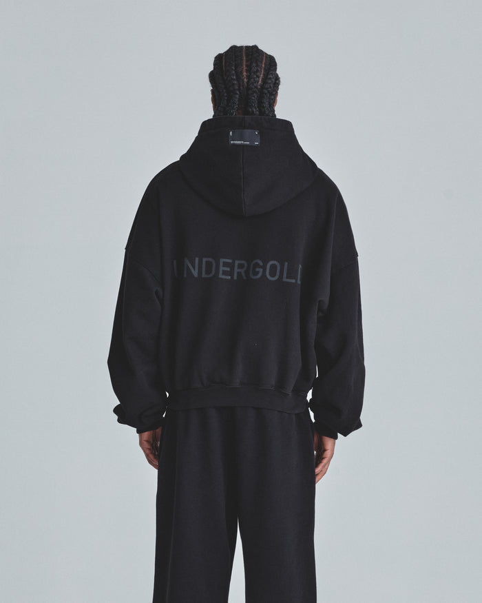 Line Basic Boxy Fit Zip Up Hoodie Black