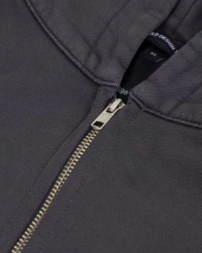 Line Basic Boxy Fit Zip Up Hoodie Dark Gray