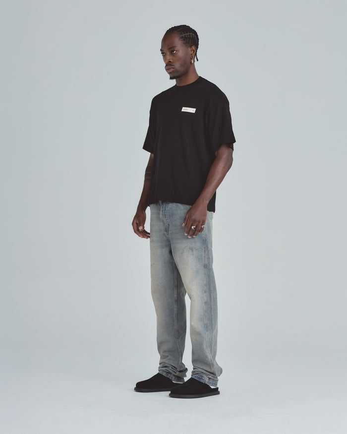Line Basic Label Boxy Fit Tshirt Black