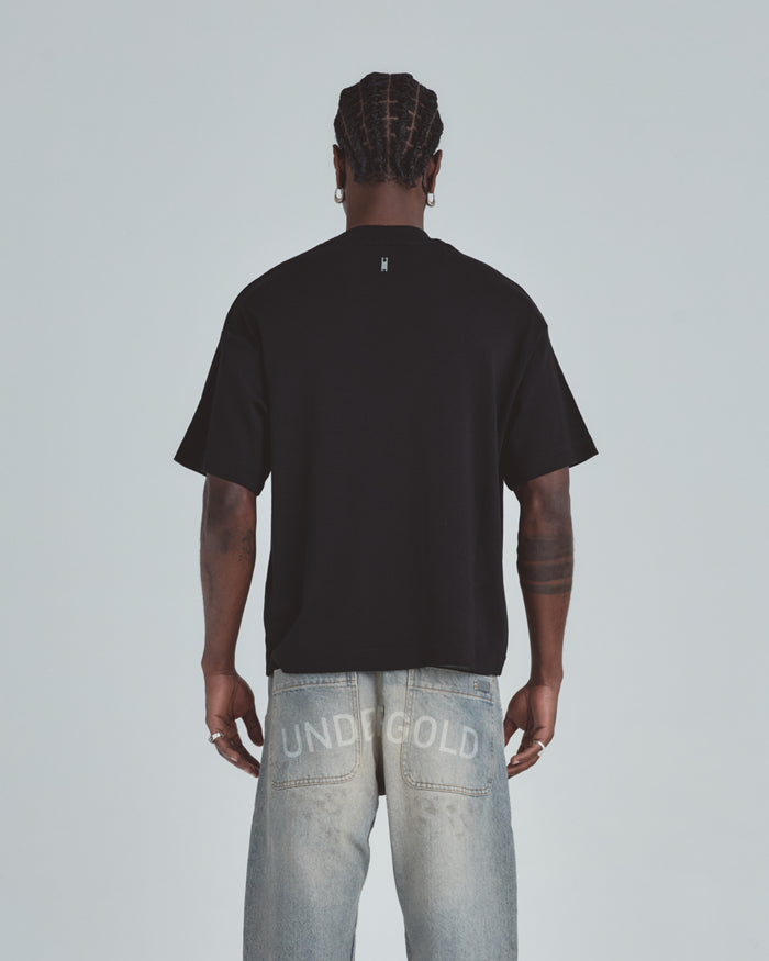 Line Basic Label Boxy Fit Tshirt Black