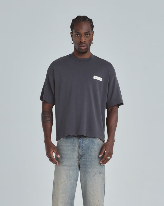 Line Basic Label Boxy Fit Tshirt Vintage Gray