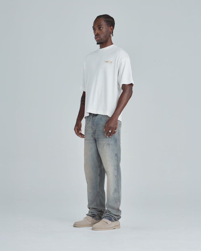 Line Basic Label Boxy Fit Tshirt White