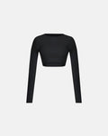 Line Basic Long Sleeve Cropped Tshirt Black