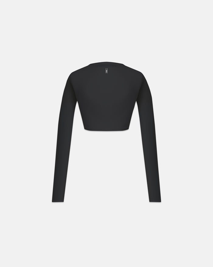 Line Basic Long Sleeve Cropped Tshirt Black
