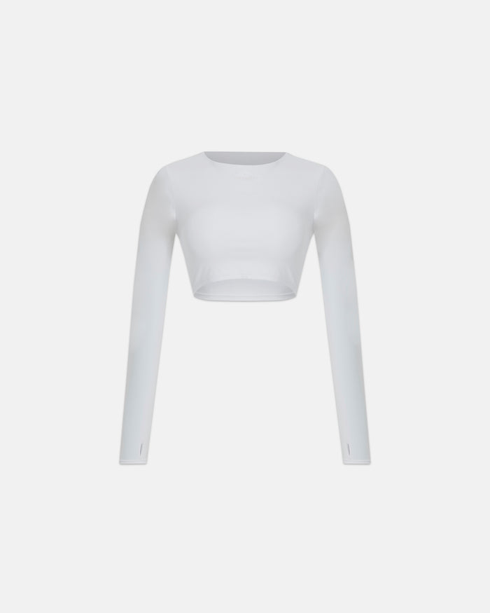 Line Basic Long Sleeve Cropped Tshirt White