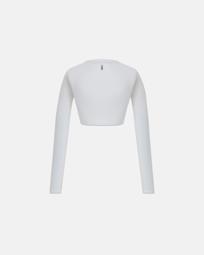 Line Basic Long Sleeve Cropped Tshirt White