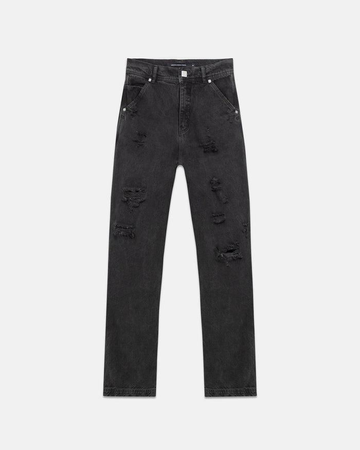 Line Basic Slim Fit Ripped Jeans Washed Black
