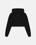 Line Basic Slim Fit Zip Up Cropped Hoodie Black