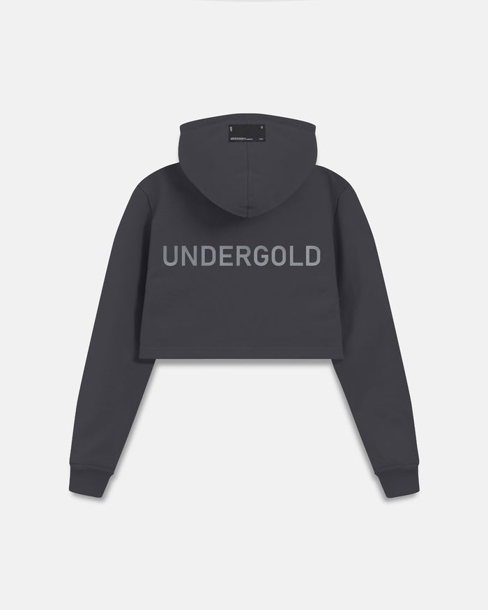 Line Basic Slim Fit Zip Up Cropped Hoodie Dark Gray