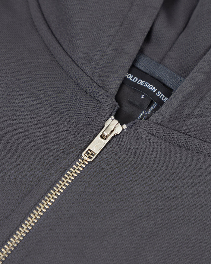 Line Basic Slim Fit Zip Up Cropped Hoodie Dark Gray