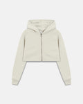 Line Basic Slim Fit Zip Up Cropped Hoodie White