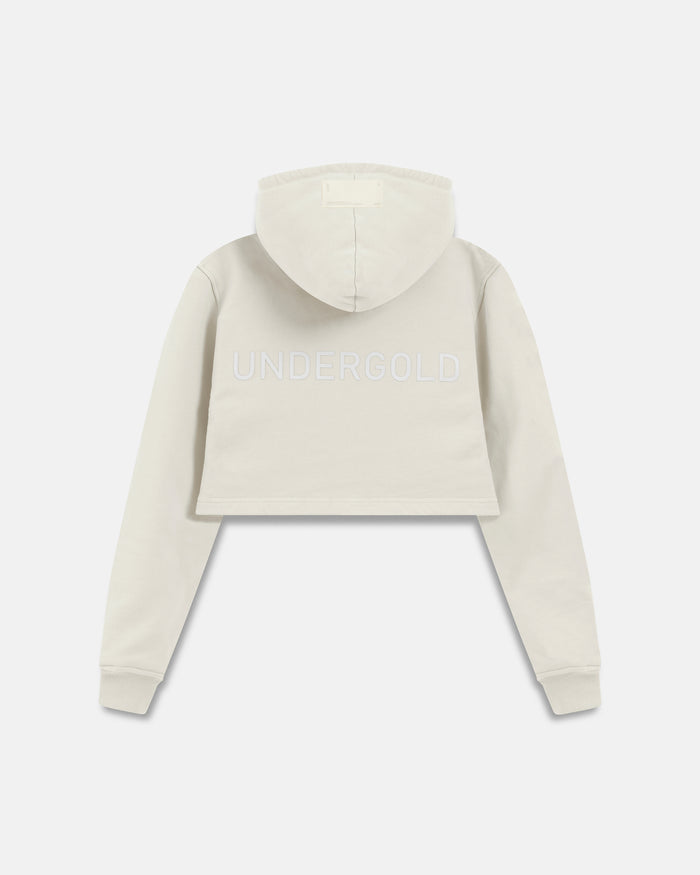 Line Basic Slim Fit Zip Up Cropped Hoodie White