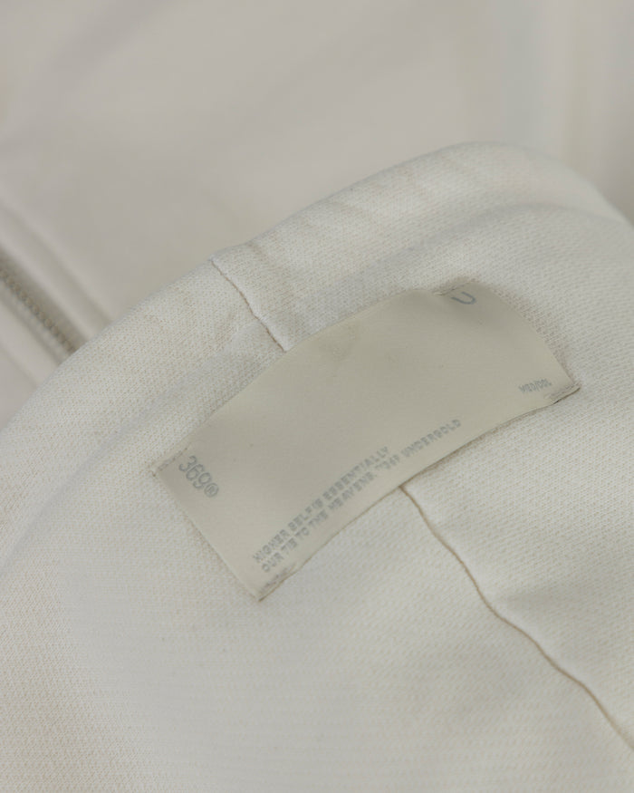Line Basic Slim Fit Zip Up Cropped Hoodie White