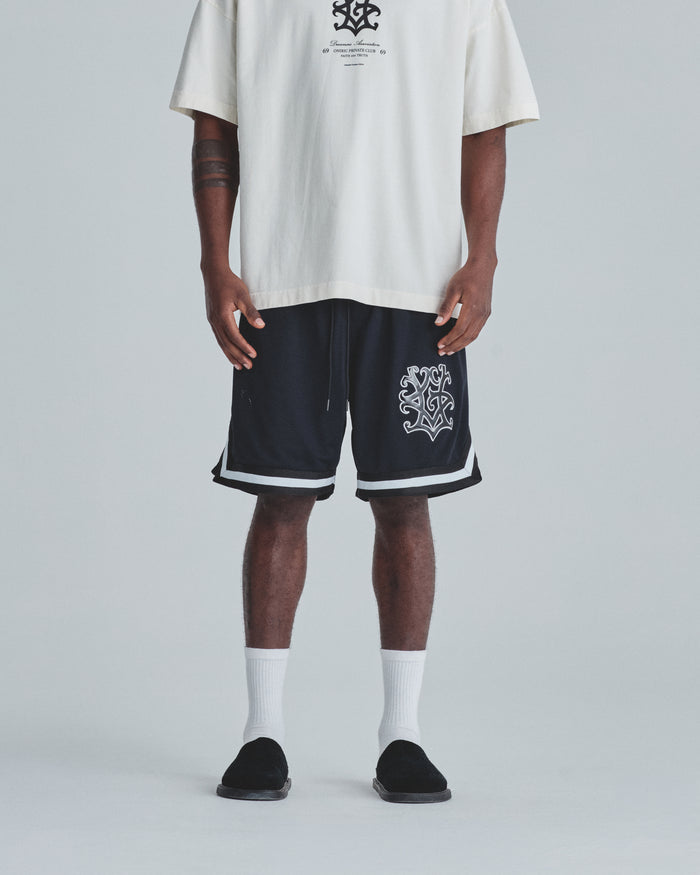 Line Embroidered UG Mesh Short Black