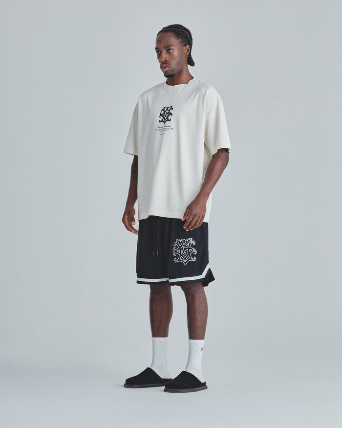 Line Embroidered UG Mesh Short Black