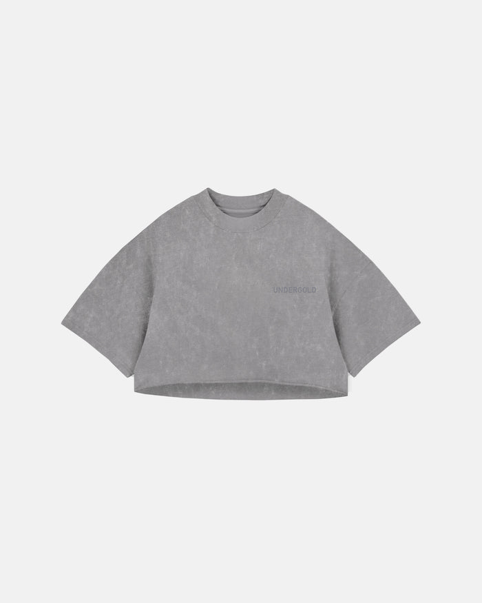 Line Logo Crop Top Washed Gray