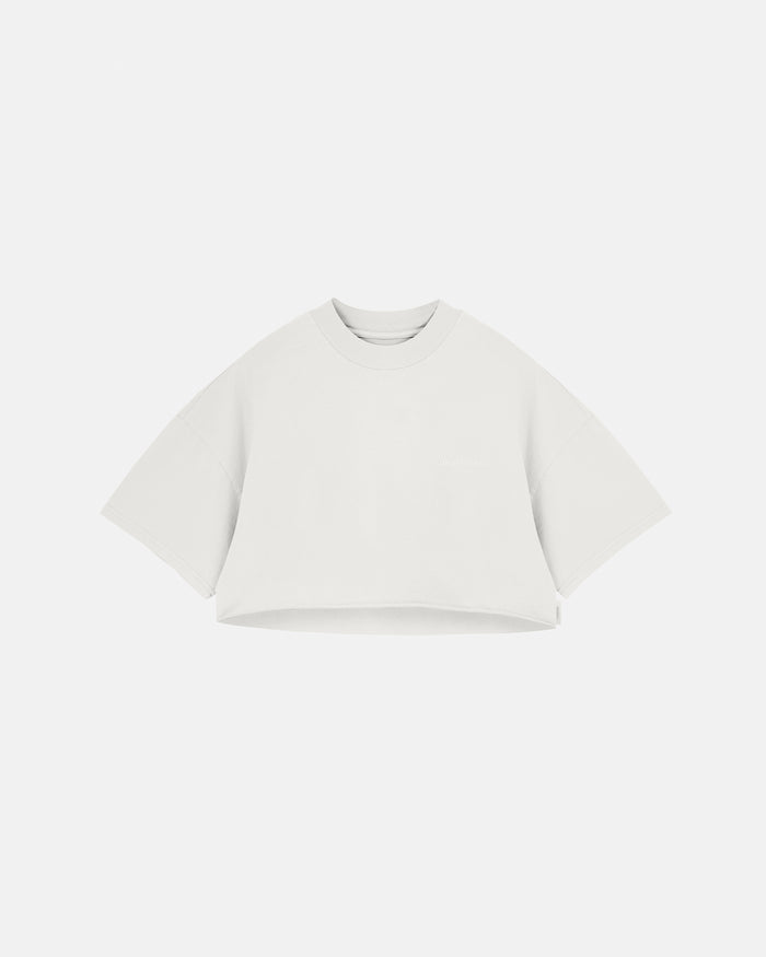 Line Logo Crop Top White