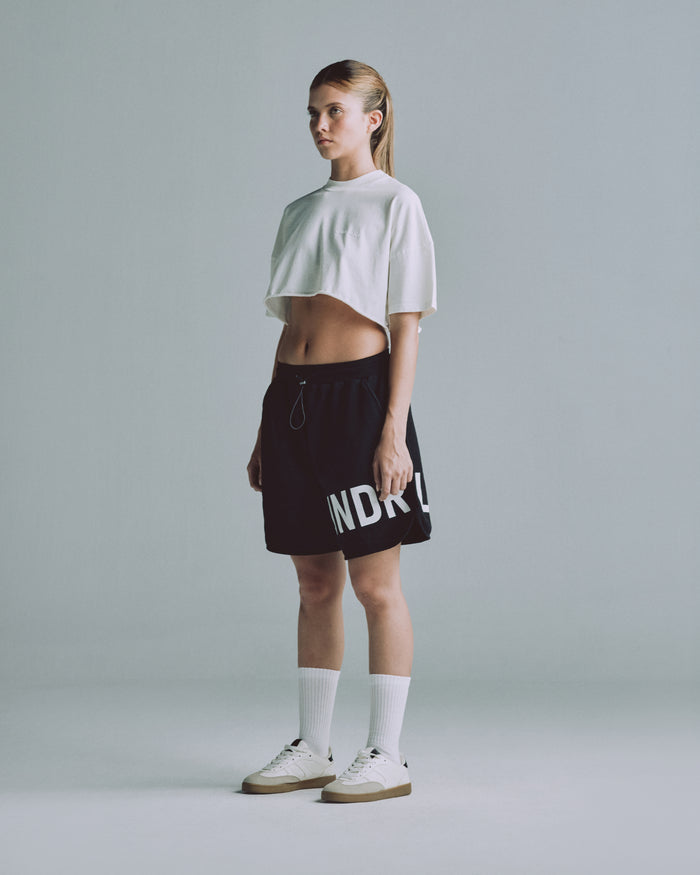 Line Logo Crop Top White