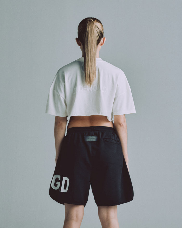 Line Logo Crop Top White