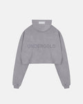Line Logo Cropped Hoodie Washed Gray