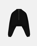 Line Logo Cropped Zip up Crewneck Black