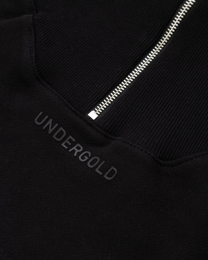Line Logo Cropped Zip up Crewneck Black