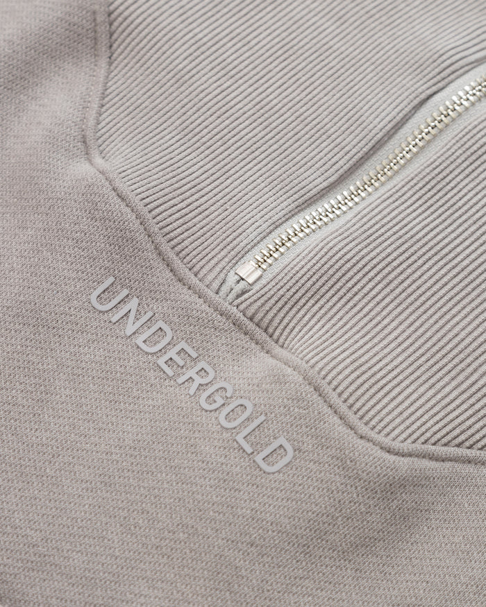 Line Logo Cropped Zip up Crewneck Washed Gray