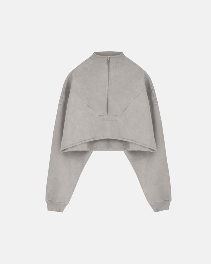 Line Logo Cropped Zip up Crewnecks