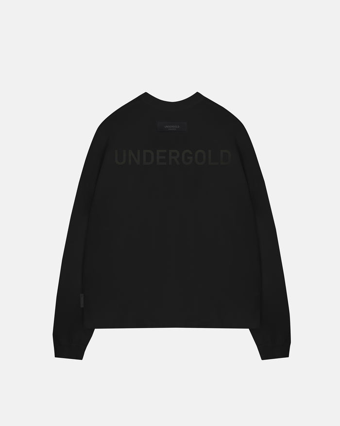 Line Logo Long Sleeve Boxy Fit Tshirt Black
