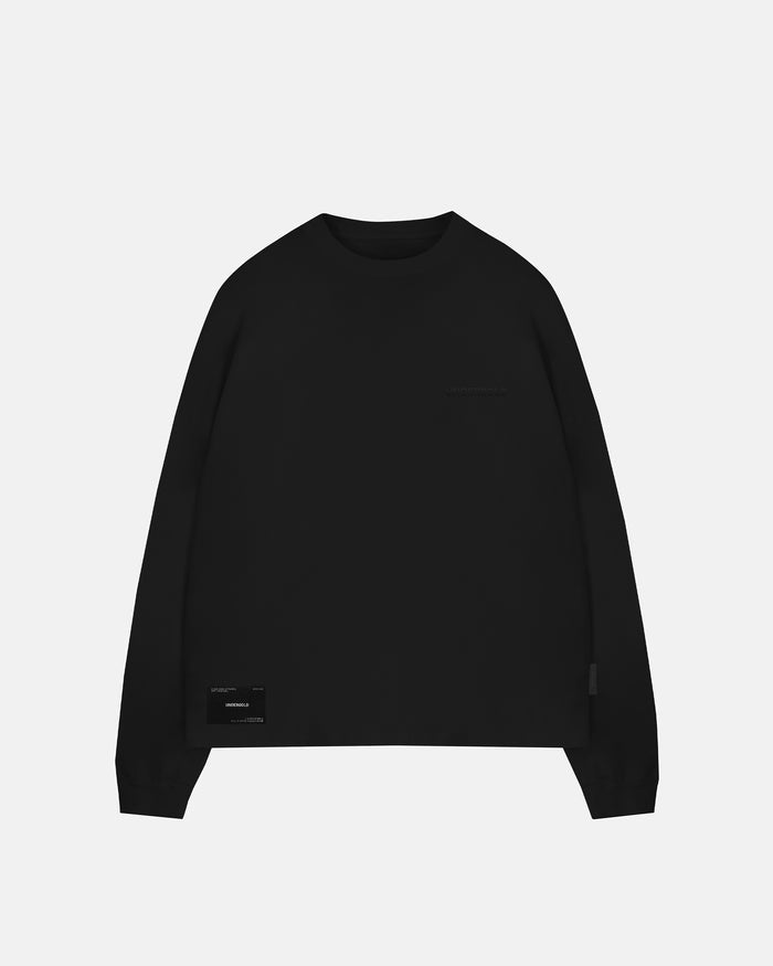 Line Logo Long Sleeve Boxy Fit Tshirt Black