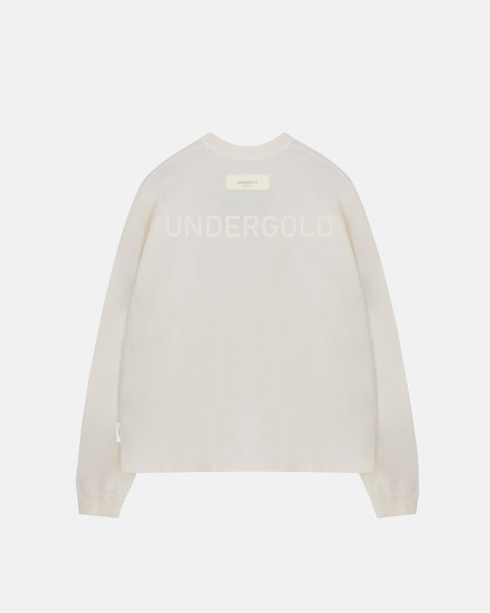 Line Logo Long Sleeve Boxy Fit Tshirt White