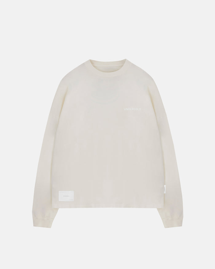 Line Logo Long Sleeve Boxy Fit Tshirt White