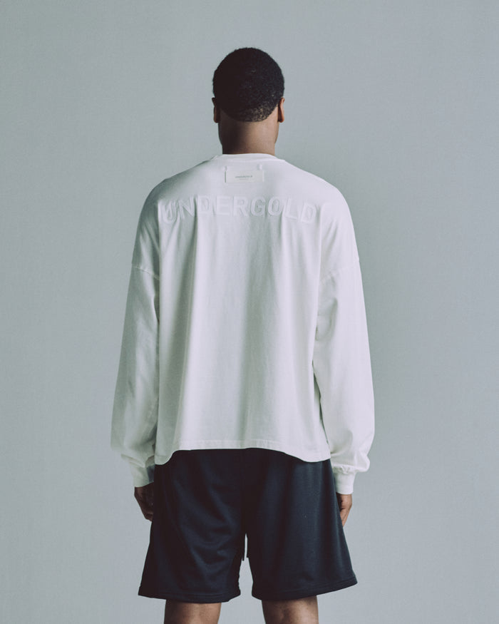 Line Logo Long Sleeve Boxy Fit Tshirt White