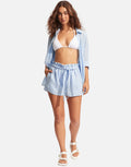 Linen Paper Bag Short - Powder Blue - Simply Beach UK