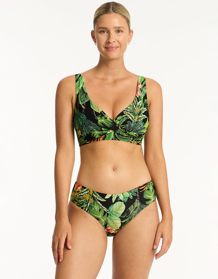 Lotus Cross Front Multi-fit Bikini Top - Black - Simply Beach UK