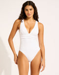 Seafolly Luna Cross Back Swimsuit - White - Simply Beach UK