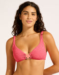 Seafolly Luna Ring Front Tank Bikini Top - Sunset Coral - Simply Beach UK