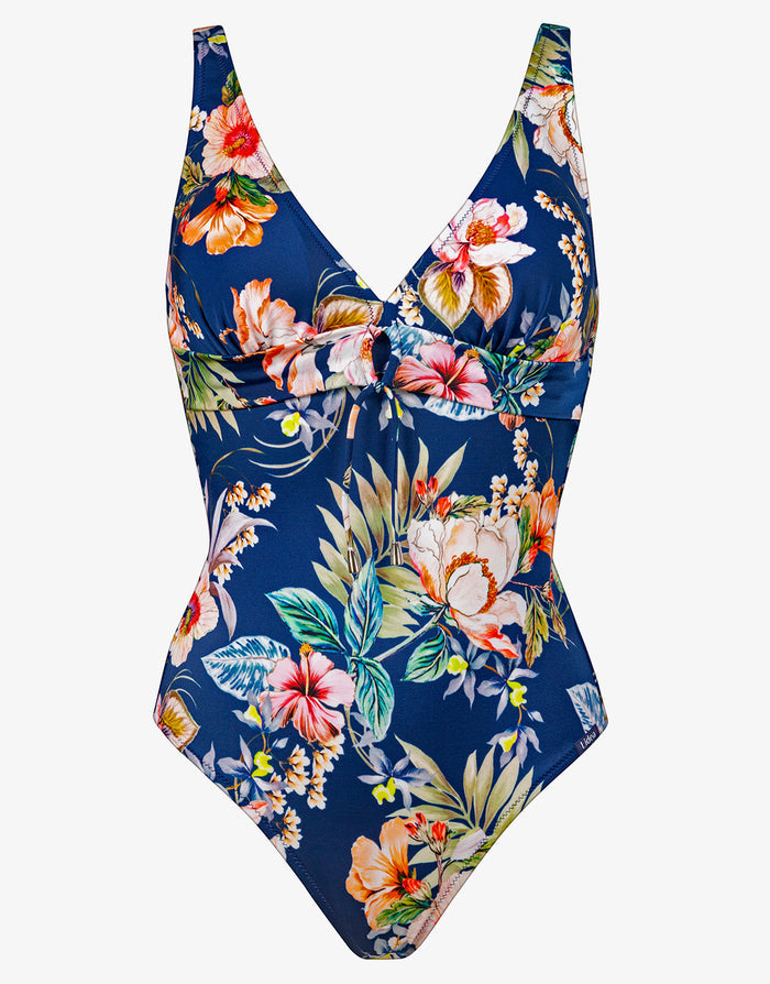Lush Delight V Neck Swimsuit - Hibiscus Indigo - Simply Beach UK