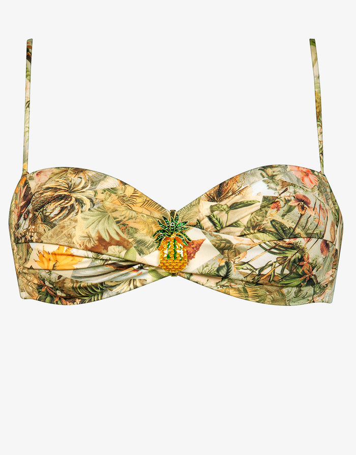 Lush Utopia Twist Bandeau Bikini Top - Botanical Camo - Simply Beach UK